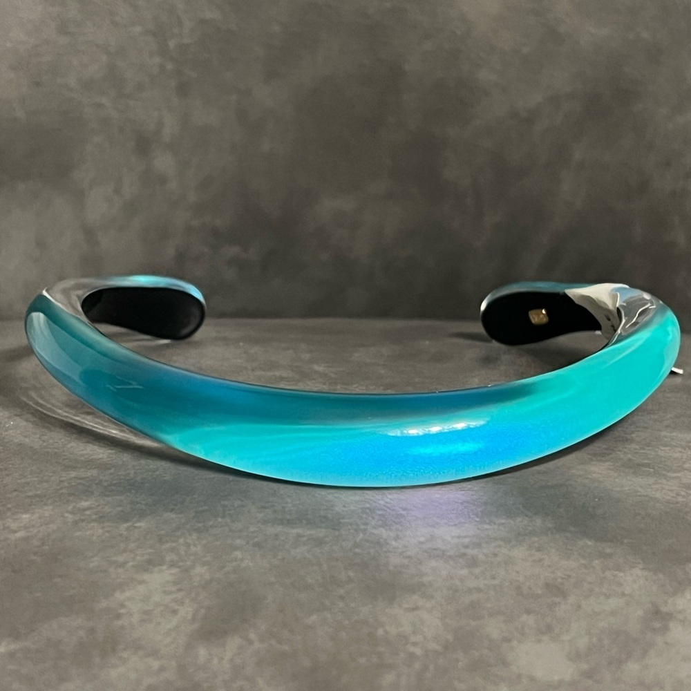 Alexis Bittar Luminous Lucite Collar Necklace Aqua Blue 245$ - Picture 11 of 11